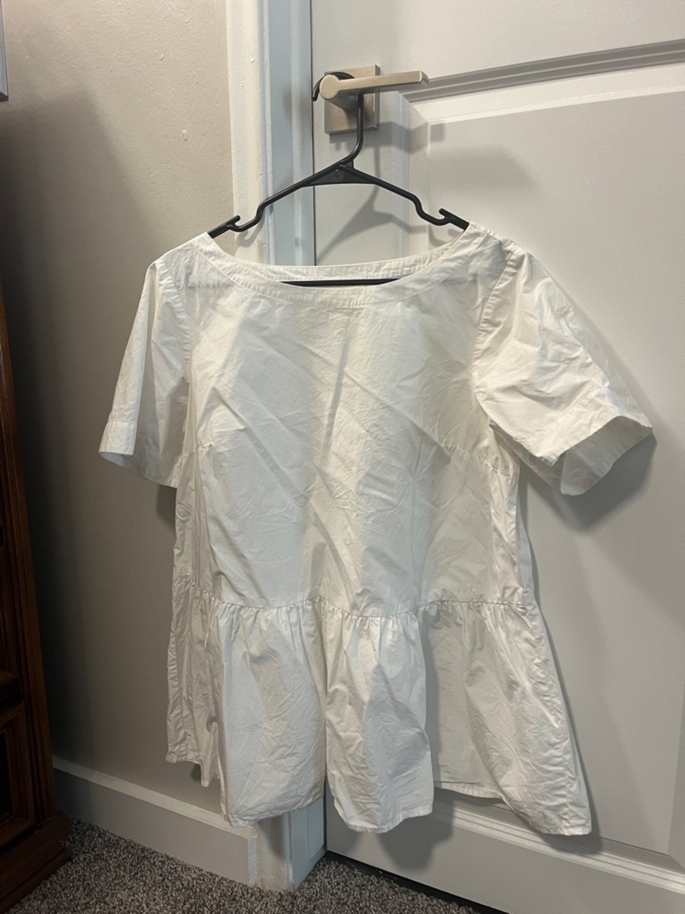 Women's Anthropologie White Peplum Short Sleeve Top